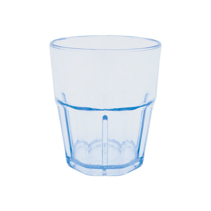 9oz tropical plastic tumbler with break-resistant construction, textured grip, stackable and dishwasher-safe design; ideal for restaurants, cafeterias, schools, and outdoor beverage service