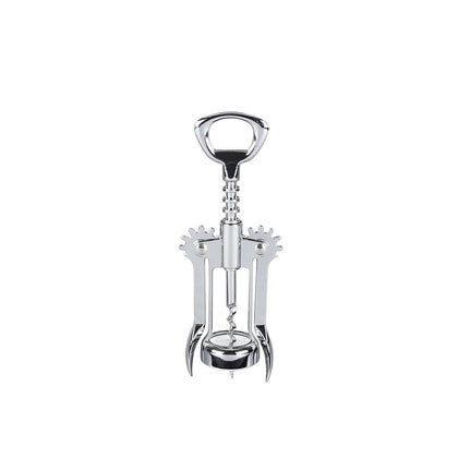 Wing-style chrome-plated corkscrew with dual levers, stainless steel worm, and built-in bottle opener. Case Packed: 144, Quantity Break: 12 each. Ideal for restaurant, bar, or home use.