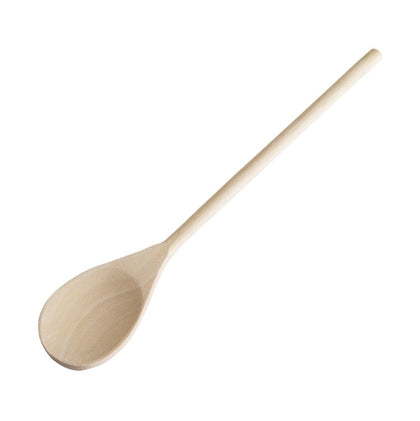 16-inch wooden spoon made of durable hardwood, heat-resistant and safe for non-stick cookware—perfect for stirring, mixing, and cooking in restaurants, commercial kitchens, and food prep stations