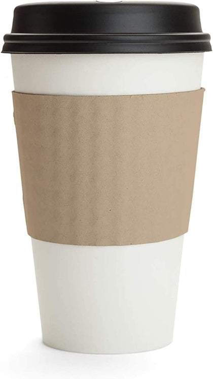 12oz 16 oz coffee cups office cafe home hospital concession stands convenience stores 100% Recyclable Set Coffee Tea Latte Matcha  To Go Take Out Paper cup with black dome lid and kraft sleeve combo Disposable White Hot Drink Coffee Cup 10 ounces Paper Cups Hot Cups Online  Store 16 ounces