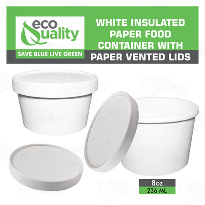 Disposable White Paper Soup Containers Ice-Cream Paper Cup With Vented Lids (8oz, 12oz, 16oz, 26oz, 32oz)