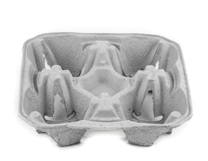 4 Cup Drink Carrier Tray Biodegradable Pulp Fiber - Recycled, Disposable Take-Out Container Carrier for Drinks