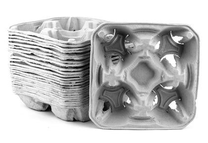 4 Cup Drink Carrier Tray Biodegradable Pulp Fiber - Recycled, Disposable Take-Out Container Carrier for Drinks