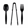 Plastic Disposable Heavy Duty Serving Fork, Spoon & Tongs Set
