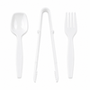 Plastic Disposable Heavy Duty Serving Fork, Spoon & Tongs Set