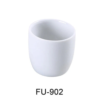 This cup offers a fresh and modern design, providing a neutral and sophisticated bone white backdrop. Its compact 1.5 inches in diameter make it ideal for serving small portions of wine, sake, or as a decorative condiment cup. Crafted from high-quality porcelain with added alumina, this cup is both durable and versatile, making it an excellent choice for homes, restaurants, or catering services.