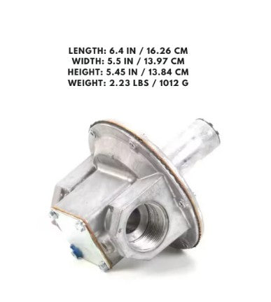 1-1/4 inch natural gas pressure regulator with 6-inch water column rating for safe gas flow control.