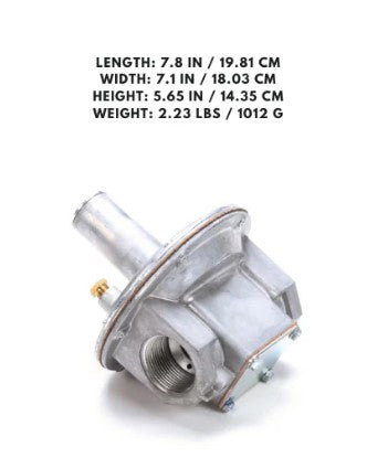 1-1/4 inch propane gas pressure regulator with 10-inch water column rating for safe and steady gas flow.