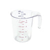 1-cup measuring cup with dual markings (25–250mL), durable clear polycarbonate, easy-grip handle, and drip-free spout; perfect for kitchens, catering, and restaurants; packed by 72 each per case