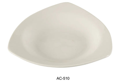 Triangle Pasta Bowl offers a modern twist on classic serveware with its unique triangular shape and clean, super white porcelain finish. It's perfect for pasta, salads, and gourmet entrées, making it an eye-catching yet practical addition to any tabletop. Designed with rolled edges to resist chipping, this bowl is crafted from high-quality porcelain that ensures long-lasting use.