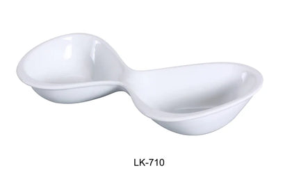 This double bowl is ideal for serving appetizers, sauces, condiments, or small side dishes with distinct separations in restaurants, cafes, and home use. Crafted from durable, high-quality porcelain in a sophisticated bone white, this double bowl is designed for both versatility and long-lasting performance. Elevate your dining experience with the EcoQuality restaurant dinnerware.