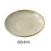 This salad round bowl features a sophisticated earthy tone with a contrasting golden rim, making it suitable for restaurants, catering services, and institutional kitchens. This bowl measures 10.25 inches in diameter by 2 inch in height with a capacity of 30 ounces and dimensions optimized for versatile use, it supports HACCP-compliant workflows and dishwasher compatibility, ensuring efficient daily operations in both casual and fine dining settings.