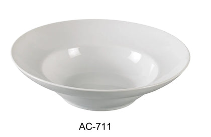 This Deep Mediterranean Bowl has a 32 Oz capacity that offers a practical and elegant serving option. Made from durable super white porcelain with chip-resistant rolled edges, this bowl combines timeless design with lasting durability. Perfect for serving hot meals in restaurant, cafes, and home dining. 