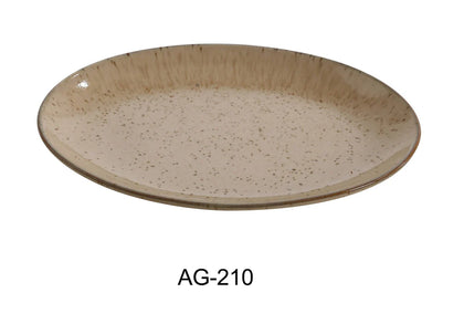 This Agate Coupe Platter offers a unique design that is both affordable and strong. This platter is ideal for showcasing appetizers, individual side dishes, or small desserts suitable for restaurant, cafes, and home dining. Crafted from high-quality, color-glazed porcelain in a versatile beige, it offers both aesthetic appeal and long-lasting utility. High quality and affordable dinnerware.