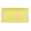 10-inch rectangular sunflower platter, durable ceramic serveware, vibrant yellow glaze, modern dish, microwave and dishwasher safe, stylish tableware for appetizers, main courses, and desserts.