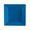 10-inch square peacock plate, durable ceramic dinnerware, vibrant blue glaze, modern dish, microwave and dishwasher safe, stylish tableware for appetizers, entrees, and desserts.