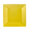 10-inch square sunflower plate, durable ceramic dinnerware, bright yellow glaze, modern dish, microwave and dishwasher safe, stylish tableware for appetizers, entrees, and desserts.