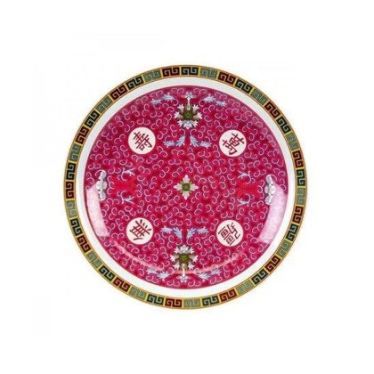 EcoQuality Asian Style Round Plate is made from durable and reliable melamine material. You can use this stylish plate to serve any dish you want. Ideal for serving  rice, noodles, appetizers or hot meals. This dinner plate is performed in red color, it will perfectly fit any restaurant environment. High quality affordable restaurant and household dinnerware.