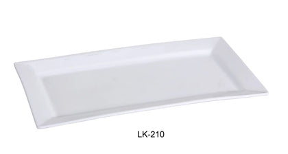 This versatile serving plate features a sleek rectangular shape with delicate lines, providing a sophisticated and distinctive presentation for your culinary creations. This plate is ideal for showcasing individual appetizers, small side dishes, or desserts in restaurants, cafes, and home dining. Made from durable, high-quality porcelain in a sophisticated bone white, this plate is designed for both versatility and long-lasting performance.