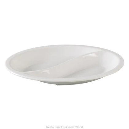 EcoQuality Oval Compartment featuring two compartments, this plate is excellent for those who want to separate their food items or serve up two different dishes at once. It's perfect for use in high-volume food serving environments, and its sleek white finish complements any table setting, adding a touch of elegance to your presentation. Elevate your dining experience with these high quality affordable restaurant dinnerware.