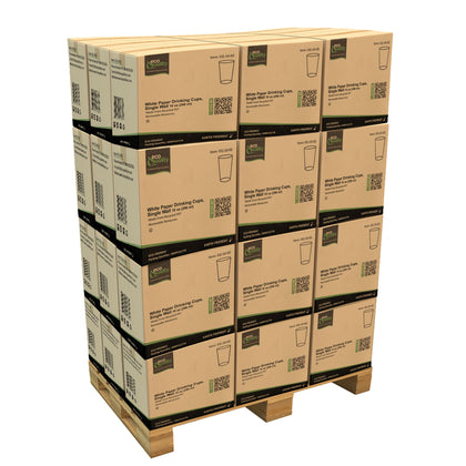 EcoQuality White Paper Cups Full Pallet 26 Cases Single Wall Drinking