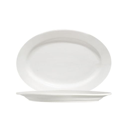 10.25” oval porcelain platter, bone white serving dish for entrees, appetizers, and sides. Durable, oven, microwave, and dishwasher safe. Ideal for home, restaurants, and catering services.