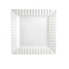 10.25-inch square plate with striped rim, stylish and durable, microwave-safe, oven-safe, dishwasher-safe, stain-resistant, perfect for serving entrees, appetizers, and desserts.