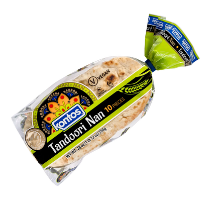 Kontos 28oz Tandoori Nan Vegan Bread Pack of 12