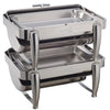 EcoQuality 8 Quart Full-size Chafer, Roll-top, Stainless Steel, Gold or Silver Accent, Extra Heavyweight