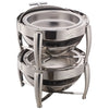 EcoQuality 6 Quart Round Chafer, Roll-top, Stainless Steel, Gold or Silver Accent, Extra Heavyweight