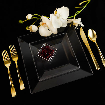 Plastic Square Clear Dinner Plates Splendid Collection (6.5inch, 8inch, 9.5inch, 10.75inch)
