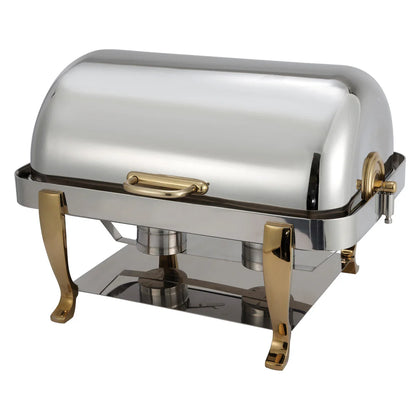 108A, 8qt S/S, Gold Accent, Extra Heavyweight Vintage Full-size Chafer