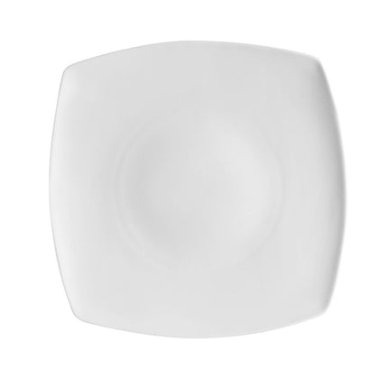 10 1/2-inch square plate, BPA-free, lightweight, shatterproof, scratch-resistant, modern design, dishwasher-safe, microwave-safe, perfect for home, restaurants, catering, main courses, and desserts.