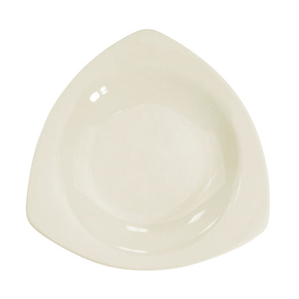 10 1/2-inch triangular pasta bowl with a 22oz capacity, durable, scratch-resistant material for pasta, salads, or main courses; stackable and easy to clean for restaurants, catering, or home use