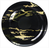 Round Marble Premium Gold on Black Plate, 10-inch and 8-inch sizes. Elegant BPA-free plastic dinnerware with black marble design and gold accents, perfect for weddings, parties, and upscale dining.