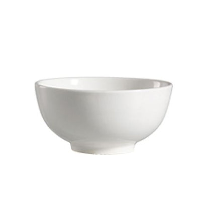 10oz porcelain rice bowl, 5” bone white Asian-style bowl for rice, soups & sides. Microwave, oven & dishwasher safe. Ideal for restaurants, sushi bars, catering & home kitchens.