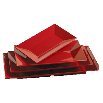 EcoQuality Rectangular Plate is the perfect addition to your dining collection. Crafted from high-quality melamine, this rectangular plate is not only durable but also dishwasher safe, making it easy to clean and maintain. These beautiful red dinner plates adds a touch of elegance to any table setting. High quality affordable restaurant and household dinnerware.