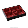 EcoQuality 5-Sushi Compartment/Bento Box 6/Pcs, this box is made from durable, easy-to-clean melamine, offering both strength and elegance. Its sleek black and red design adds a touch of sophistication, making it perfect for serving sushi, sashimi, or other Japanese dishes. Ideal for restaurants, sushi bars, or home use, it ensures a visually appealing and practical dining experience allowing you to elevate your dining experience with these high quality affordable restaurant dinnerware.