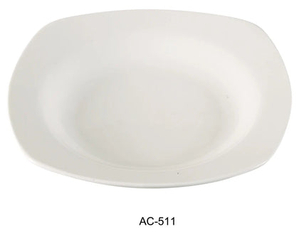 Square Pasta Bowl combines modern style with lasting functionality. This super white porcelain bowl is ideal for serving pasta, salads, or large entrees perfect for restaurant, cafes, and home dining. Its sleek square shape and rolled edges create a clean, sophisticated look while providing chip resistance for long-term durability. Made from high-quality porcelain, this bowl retains its pristine appearance even with heavy use.