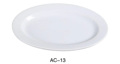 Oval Platter features a rolled edge design crafted from reliable, super white porcelain. Safe for dishwasher, oven, and microwave use, it offers versatile convenience for everyday meals or special occasions in restaurants and home use. Ideal for serving salads, desserts, and appetizers, this elegant platter combines durability with style to enhance your dining experience.