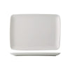 11-inch coupe rectangular platter, made of scratch-resistant ceramic, featuring a sleek, modern design, perfect for restaurants, cafés, and home dining to serve appetizers, sushi, or desserts.