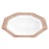 Lacetagon Premium Rose Gold Plates in 11-inch, 9-inch, and 7-inch sizes. Elegant, durable, and reusable dinnerware. Ideal for weddings, parties, catering, and family gatherings, perfect for main courses and desserts.