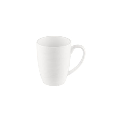 11 oz porcelain mug with a modern design and ergonomic handle, perfect for coffee, tea, or hot beverages. Microwave, oven, and dishwasher safe with a scratch-resistant, non-porous glazed finish.