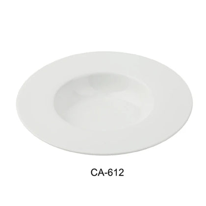 This porcelain plate features a rolled edge and wide rim, making it suitable for presentation and portion control in restaurant, cafes, bistros, and catering operations. Crafted from durable porcelain with aluminum components, it supports microwave and dishwasher use, ensuring efficient workflow and sanitation standards in mid-volume kitchens. Its white finish complements various service styles, making it an essential component of refined plate presentation in restaurant and hospitality settings.