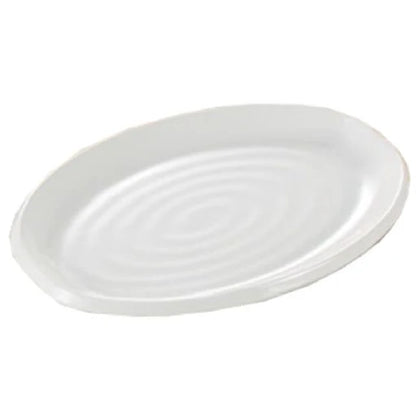 This elegant oval-shaped plate is crafted from high quality melamine ensuring the durability and long-lasting. The Milando Plate is designed to withstand the rigors of everyday use. The clean, white finish of the Milando Plate adds a touch of understated elegance to any table setting, making it perfect for use in any restaurant, catering event or home allowing you to elevate your dining experience 
with these high quality affordable dinnerware.