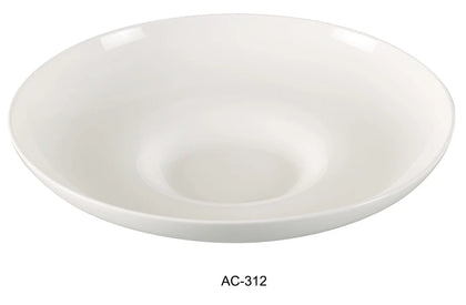 Mediterranean pasta bowl is ideal for serving hearty pasta dishes and salads in hotels, restaurants, and cafes. Offers a stylish round shape with a super white finish, adding a touch of elegance to any table setting. Includes durable rolled edges that enhance both the bowl's strength and ease of handling.
