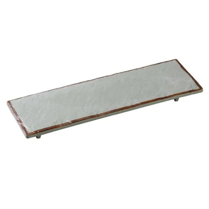 Elevate your restaurant presentation with the EcoQuality Rectangular Display Plate featuring a sturdy foot for stability. Crafted from durable, eco-friendly melamine, it offers long-lasting use while supporting sustainable choices. The matte green tea finish with highlighted brown edges adds a sophisticated, natural touch that enhances any table setting. Perfect for showcasing your dishes with style and reliability.