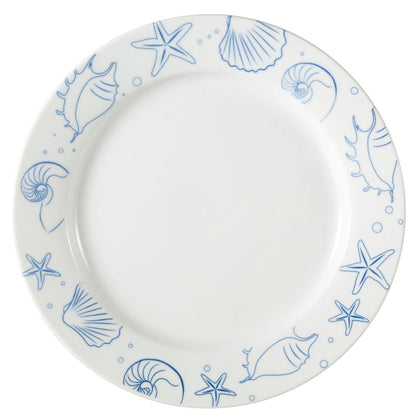 12-inch porcelain seashell plate, elegant and durable dinnerware. Chip-resistant, microwave- and dishwasher-safe. Ideal for serving seafood, appetizers, and entrees at home or in restaurants.