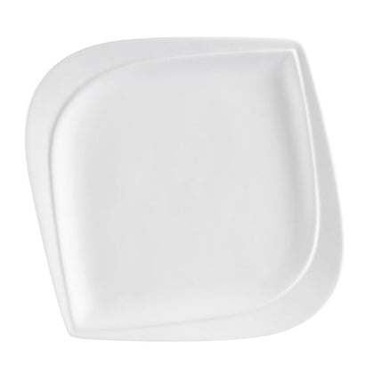 12-inch porcelain square plate, elegant and durable dinnerware. Ideal for serving entrees, appetizers, and desserts. Chip-resistant, microwave- and dishwasher-safe. Perfect for home and restaurant use.