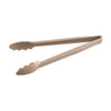 12-inch beige plastic utility tongs with durable design for safe food handling; lightweight, easy to clean, and ergonomic; ideal for commercial kitchens, catering, and buffet lines; packed 144 per case.